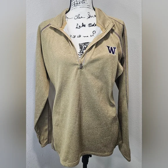 Knights Apparel Washington Huskies UW Purple Gold 1/4 Zip Thumb Hole Shirt Sz L - Picture 9 of 14